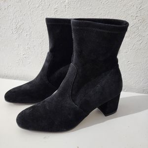 Stuart Weitzman Siggy 60 Black Suede Pull On Ankle Sock Boots Women's Size 5